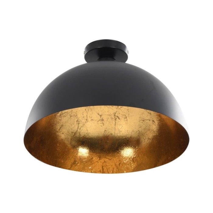 2 pcs Plafonniers Noir et doré Semi-sphérique E27