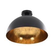 2 pcs Plafonniers Noir et doré Semi-sphérique E27