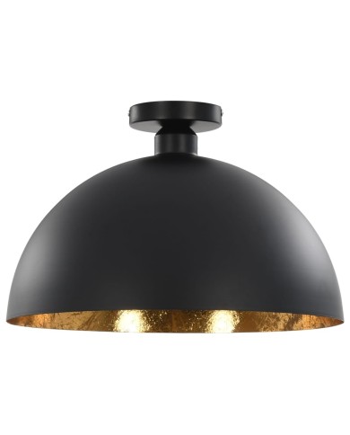2 pcs Plafonniers Noir et doré Semi-sphérique E27