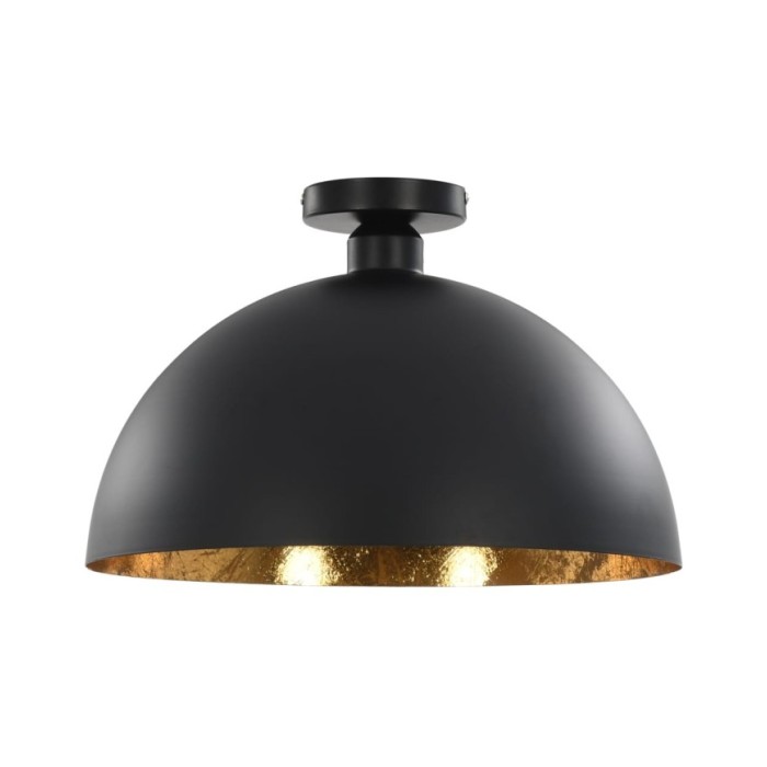 2 pcs Plafonniers Noir et doré Semi-sphérique E27
