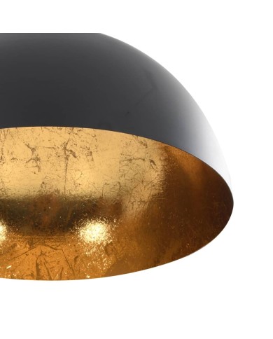 2 pcs Plafonniers Noir et doré Semi-sphérique E27