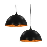 2 pcs Plafonniers Noir et doré Semi-sphérique 40 cm E27