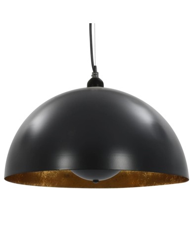 2 pcs Plafonniers Noir et doré Semi-sphérique 40 cm E27