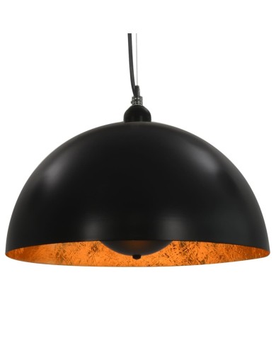 2 pcs Plafonniers Noir et doré Semi-sphérique 40 cm E27