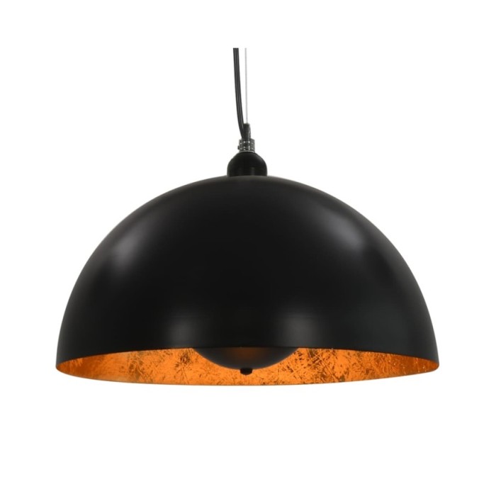 2 pcs Plafonniers Noir et doré Semi-sphérique 40 cm E27