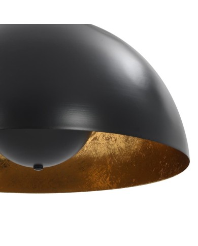 2 pcs Plafonniers Noir et doré Semi-sphérique 40 cm E27