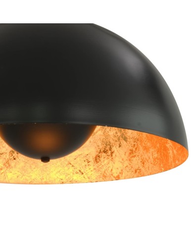 2 pcs Plafonniers Noir et doré Semi-sphérique 40 cm E27