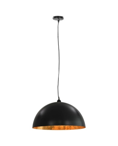 2 pcs Plafonniers Noir et doré Semi-sphérique 50 cm E27