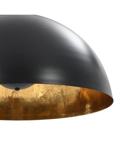 2 pcs Plafonniers Noir et doré Semi-sphérique 50 cm E27