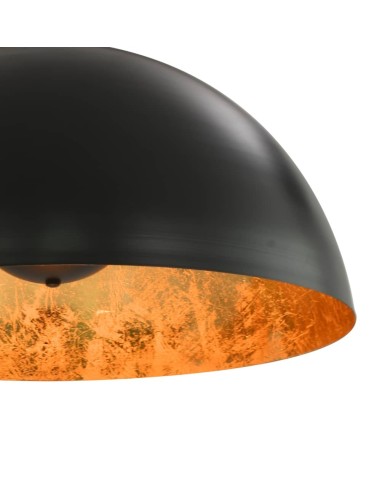 2 pcs Plafonniers Noir et doré Semi-sphérique 50 cm E27