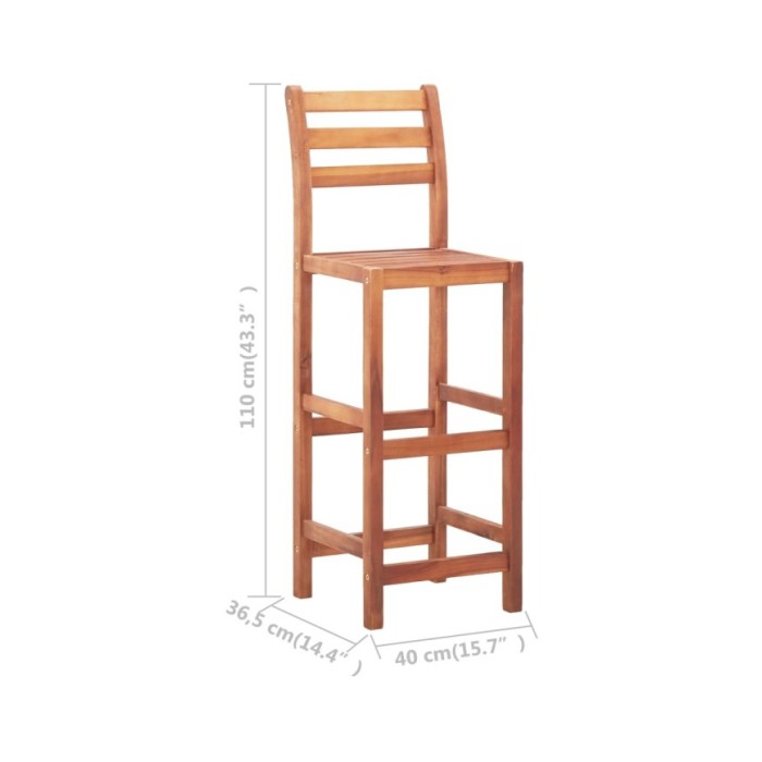 Chaises de bar 4 pcs Bois d'acacia solide