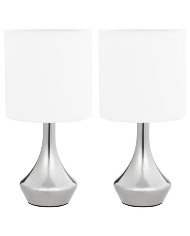 Lampes de table 2 pcs Bouton tactile Blanc E14