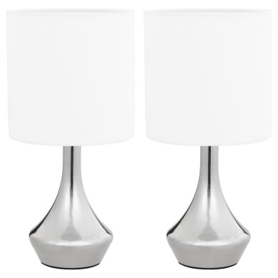 Lampes de table 2 pcs Bouton tactile Blanc E14