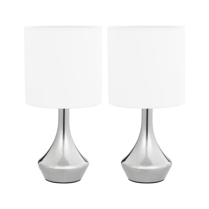 Lampes de table 2 pcs Bouton tactile Blanc E14