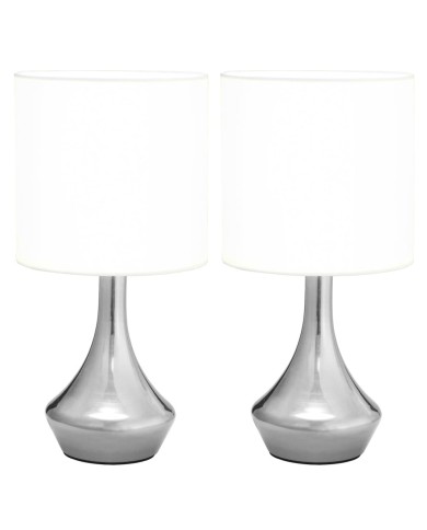 Lampes de table 2 pcs Bouton tactile Blanc E14