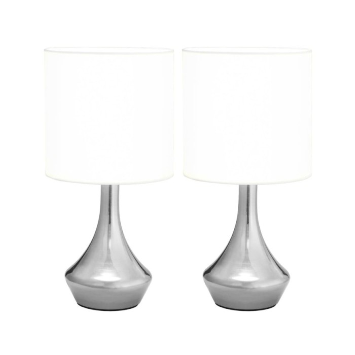 Lampes de table 2 pcs Bouton tactile Blanc E14