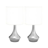Lampes de table 2 pcs Bouton tactile Blanc E14