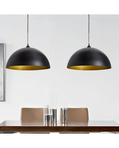 Plafonniers 2 pcs Hauteur réglable Semi-sphérique Noir 