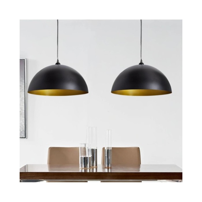 Plafonniers 2 pcs Hauteur réglable Semi-sphérique Noir 