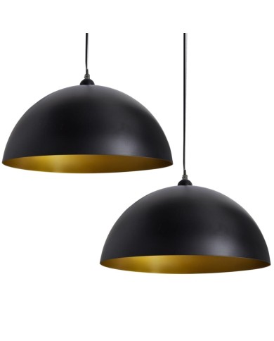 Plafonniers 2 pcs Hauteur réglable Semi-sphérique Noir 