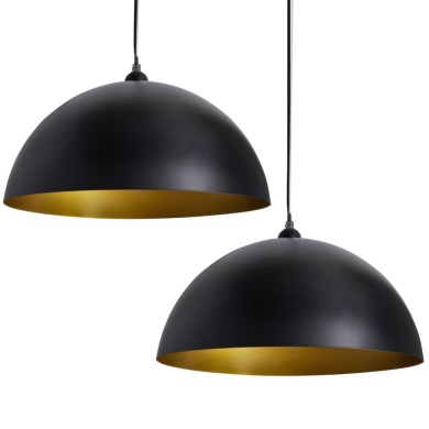 Plafonniers 2 pcs Hauteur réglable Semi-sphérique Noir 