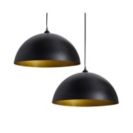 Plafonniers 2 pcs Hauteur réglable Semi-sphérique Noir 
