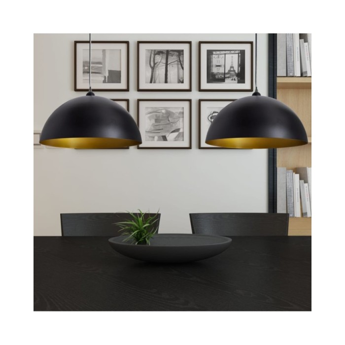 Plafonniers 2 pcs Hauteur réglable Semi-sphérique Noir 