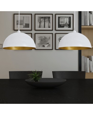 Plafonnier 2 pcs Hauteur réglable Semi-sphérique Blanc 
