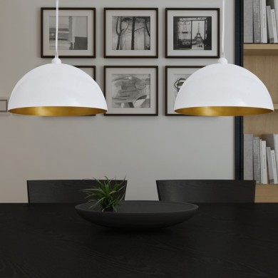 Plafonnier 2 pcs Hauteur réglable Semi-sphérique Blanc 