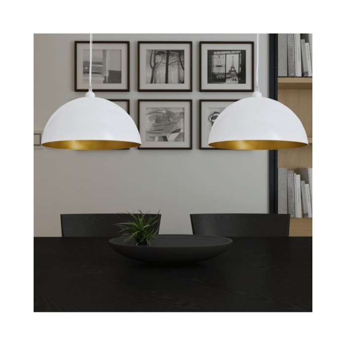 Plafonnier 2 pcs Hauteur réglable Semi-sphérique Blanc 