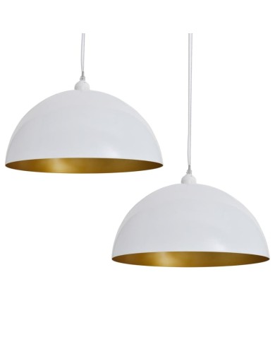 Plafonnier 2 pcs Hauteur réglable Semi-sphérique Blanc 
