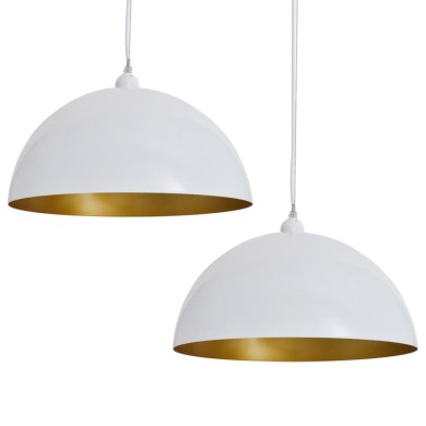 Plafonnier 2 pcs Hauteur réglable Semi-sphérique Blanc 