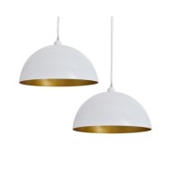 Plafonnier 2 pcs Hauteur réglable Semi-sphérique Blanc 