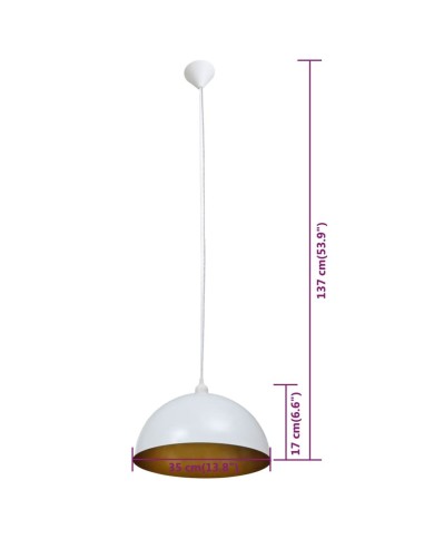 Plafonnier 2 pcs Hauteur réglable Semi-sphérique Blanc 