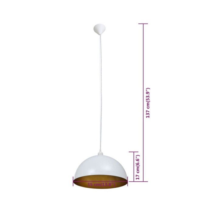 Plafonnier 2 pcs Hauteur réglable Semi-sphérique Blanc 