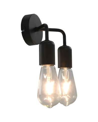 Lampe murale avec ampoules à filament 2W Noir E27