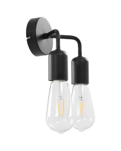 Lampe murale avec ampoules à filament 2W Noir E27