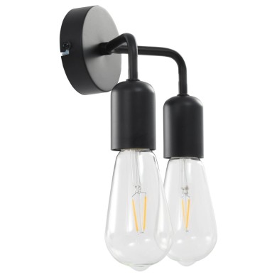 Lampe murale avec ampoules à filament 2W Noir E27