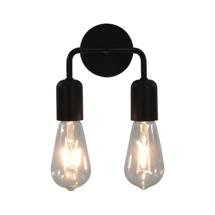 Lampe murale avec ampoules à filament 2W Noir E27
