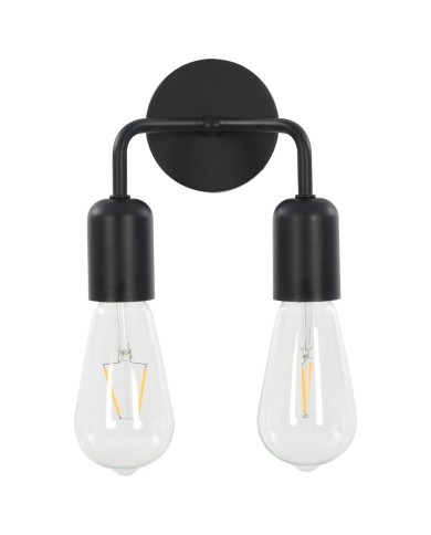 Lampe murale avec ampoules à filament 2W Noir E27