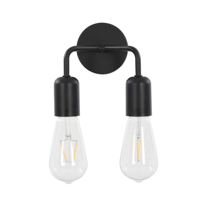 Lampe murale avec ampoules à filament 2W Noir E27