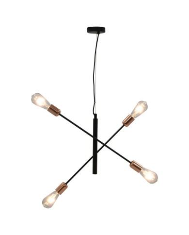 Plafonnier avec ampoules à filament 2 W Noir et cuivre E27