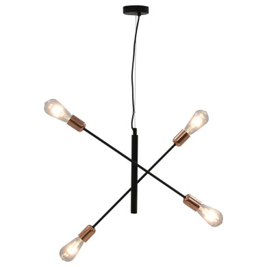 Plafonnier avec ampoules à filament 2 W Noir et cuivre E27