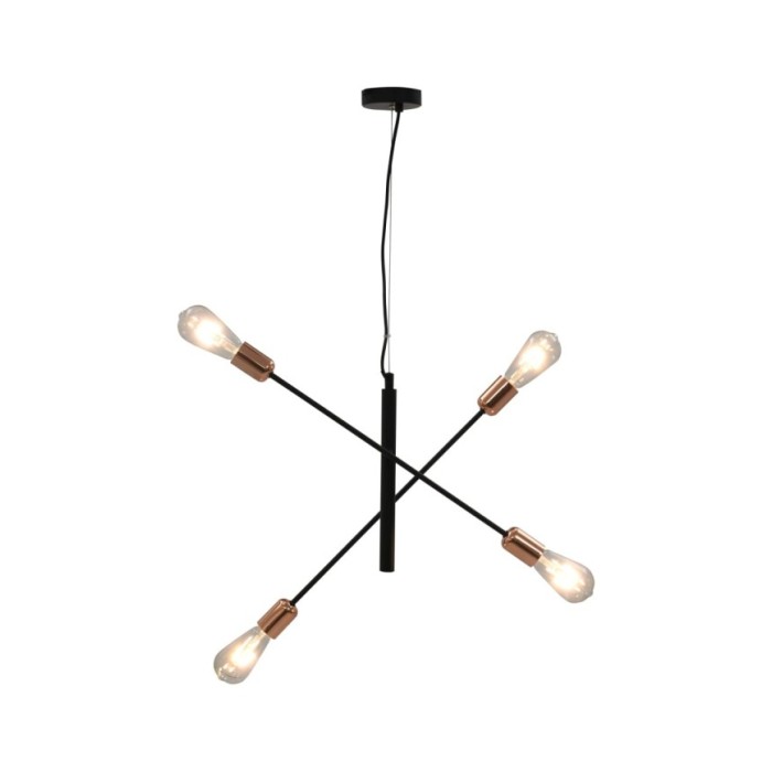 Plafonnier avec ampoules à filament 2 W Noir et cuivre E27