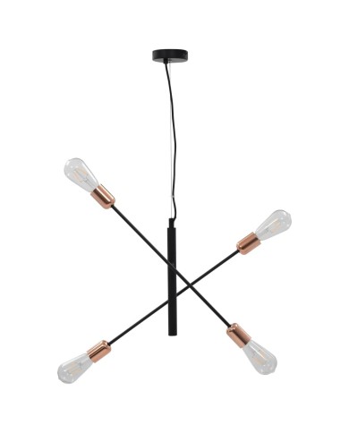 Plafonnier avec ampoules à filament 2 W Noir et cuivre E27