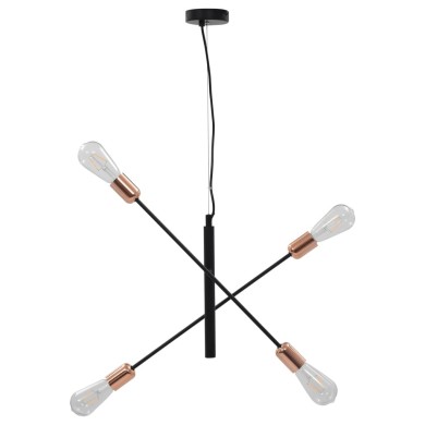 Plafonnier avec ampoules à filament 2 W Noir et cuivre E27