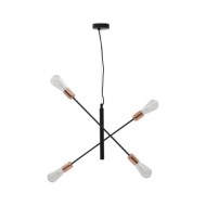 Plafonnier avec ampoules à filament 2 W Noir et cuivre E27
