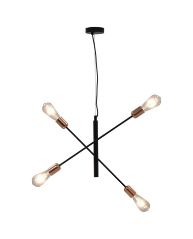 Plafonnier avec ampoules à filament 2 W Noir et cuivre E27