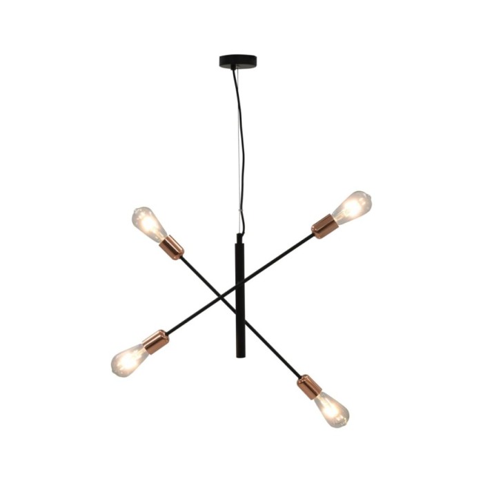 Plafonnier avec ampoules à filament 2 W Noir et cuivre E27