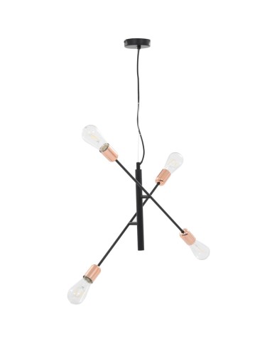 Plafonnier avec ampoules à filament 2 W Noir et cuivre E27